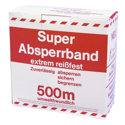 Afbeelding van Afzetband / Afzet lint rood wit 500 mtr x 75mm op rol