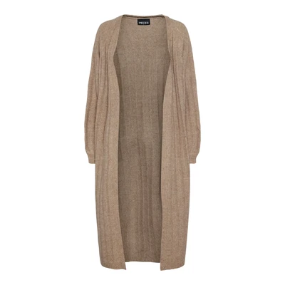 Afbeelding van PIECES Pcmaggy Ls Long Knit Cardigan Noos Bc gebreide jas voor dames, Taupe Gray, XS