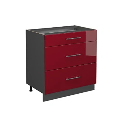 Afbeelding van Vicco Keukenonderkast Fame Line, Grijs/Grijs, 80 cm met 3 laden, zonder werkblad