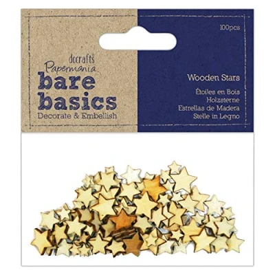 Afbeelding van Papermania: Bare basics Wooden Stars (100pcs) (PMA 174727)