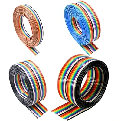 Afbeelding van HUAZIZ IDC lintkabel 10/14/16/20 kabel, 1,27 mm pitch regenboog 12 m, lint platte kabel voor 2,54 stekkers