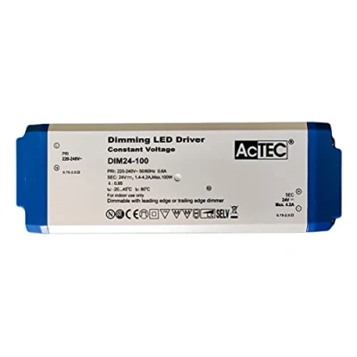 Afbeelding van AcTec DIM24 100 Voeding, dimbaar, met Triac dimmer 24 V W, direct op AC 220 V, fasesnijding, constante spanning voor LED strips