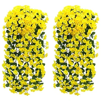 Afbeelding van Fycooler Kunstbloemen, Wisteria Slinger 2 stuks Kunstbloem Wijnstok 90cm nep Blauweregen Hangende Bloem Sebruikt voor feest Thuis Bruiloft DIY Opknoping Deco Huis Tuin Decor