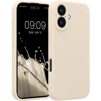 Afbeelding van kwmobile telefoonhoesje geschikt voor Apple iPhone 16 TPU backcover met siliconen coating Smartphone case in crème