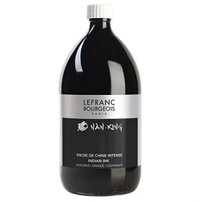 Afbeelding van Lefranc Bourgeois 059077 Nan King kalligrafie en tekeninkt (watervast, hoge kleurdiepte, waterverdunbaar, voor tekenen) 1000ml fles, Black