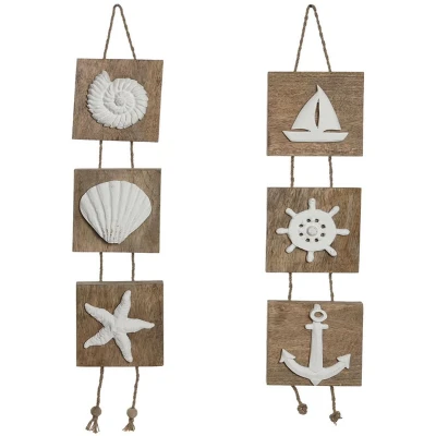 Afbeelding van Ophangdecoratie Home ESPRIT Wit Natuurlijk Mediterrane 15,5 x 4 80 cm (2 Stuks)