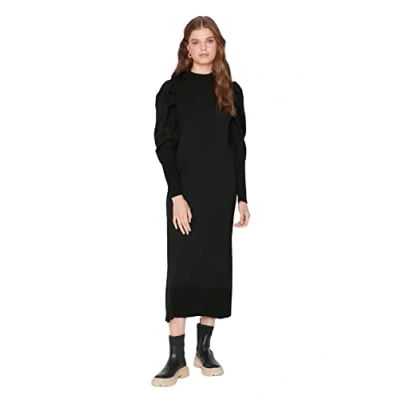 Afbeelding van Trendyol Dames Midi Bodycone Regular Gebreide Jurk, Zwart, M