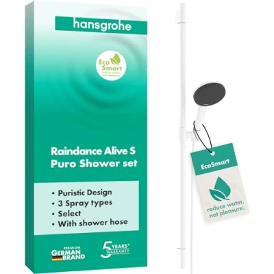 Afbeelding van hansgrohe Raindance Alive Select S doucheset 125 3jet EcoSmart met doucheglijstang Unica Puro 90 cm, 24603700