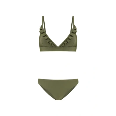 Afbeelding van Shiwi BEAU Fixed SET Ruffle Bikini, Dames, Maat: 34, Forest green