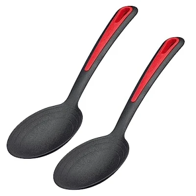 Afbeelding van Westmark 2 sla en serveerlepel, grote lepelbak, binnenliggende schaal: 20, 40 + 60 ml, kunststof, Gallant, zwart/rood, 296422E3