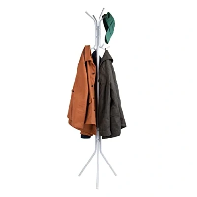 Afbeelding van Mind Reader CRACK11 WHT metalen jas hoed hanger 11 haak voor jas, portemonnee, sjaalrek, paraplu boom standaard, wit lichtgewicht