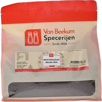 Afbeelding van Van Beekum Specerijen Mosterdzaad Bruin Heel 2 kilo (hersluitbare stazak)