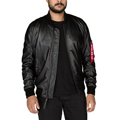 Afbeelding van Alpha Industries Leren jas, Heren, Maat: Large, Black