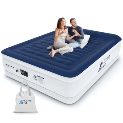 Afbeelding van Active Era Luxe 2 Persoons Luchtbed Extra Hoog Ingebouwde Elektrische Pomp en Geïntegeerd Kussen 203cm x 152cm 56cm