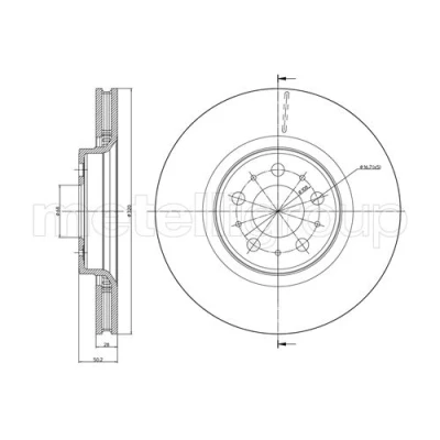 Afbeelding van METELLI Remschijf VOLVO: V70 2, S60 I, XC70 I Cross Country 320,0mm 28,0mm 5 68,0mm Geventileerd Gelakt 23 0846C 9475266 Remschijven