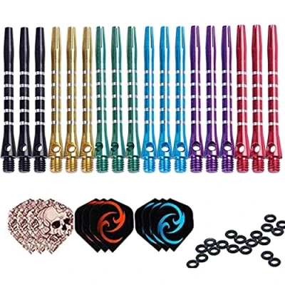 Afbeelding van DAHI dart accessoires dartschachten + dartflights rubberen dartringen 18 stuks dartflights, 9 en 20 ringen (shafts flights)
