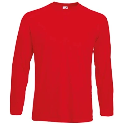 Afbeelding van Fruit Of The Loom Valueweight T shirt met lange mouwen voor heren, Rood, XL