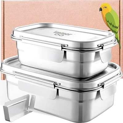 Afbeelding van Roestvrijstalen Broodtrommel Lunchbox De Duurzame Bento Box is lekvrij, plasticvrij, gemakkelijk schoon te maken en perfect voor onderweg (SafeLock Set (800+1600ml))