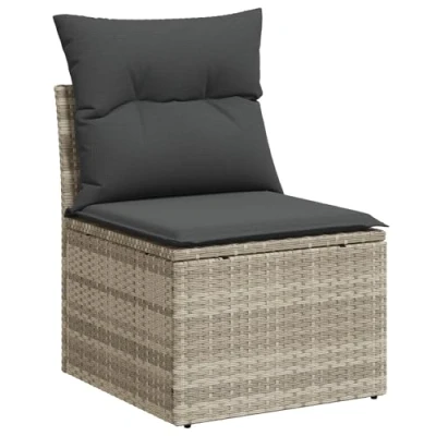 Afbeelding van vidaXL 10 delige Tuin Sofa Set met Kussens Grijs Poly Rattan