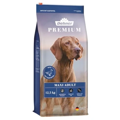 Afbeelding van Dehner Premium hondenvoer Maxi Adult, droogvoer graanvrij/suikervrij, voor volwassen honden van grote rassen, eenden/lam/aardappelen, 12,5 kg