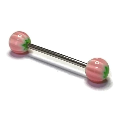 Afbeelding van Tongpiercing acryl weedblad groen roze wit