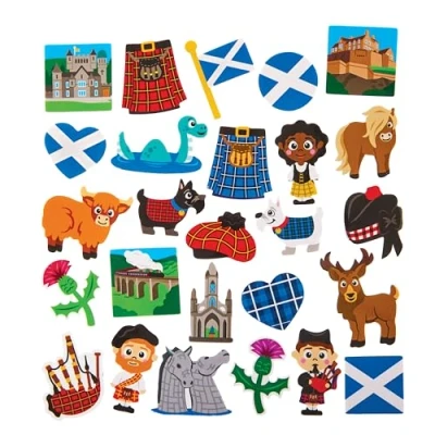 Afbeelding van Baker Ross FX991 Schotland foam stickers pak van 150, Schotse voor kinderen, knutselen en kaarten