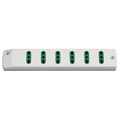 Afbeelding van VIMAR FP00406.B Mobile meervoudige stekkerdoos 2P+T 16 A 250 V, met 6 uitgangen, standaard Italiaanse contactdoos Sicury, type P17/11, levering zonder kabel, wit