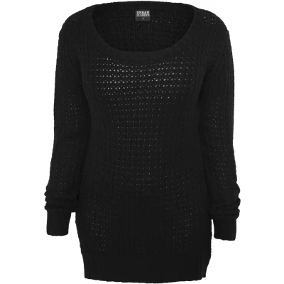 Afbeelding van Urban Classics Ladies LONG Wideneck Sweater Trui, Dames, Maat: XL, Black