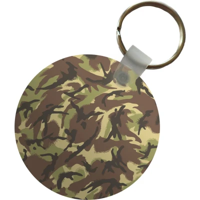 Afbeelding van Sleutelhanger Camouflage patroon in natuurlijke kleuren Plastic Rond Uitdeelcadeautjes