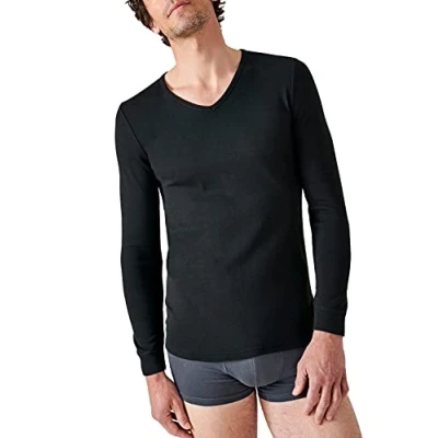 Afbeelding van Damart T shirt met V hals, interlock mesh, zwart., XL