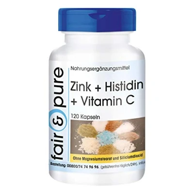 Afbeelding van Fair &amp; Pure® Zink + Histidine Vitamine C vegan 120 capsules hoge dosering