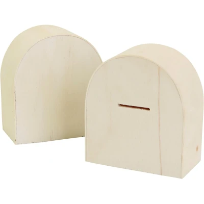 Afbeelding van 12x Spaarpot Creotime hout 10cm x 9cm