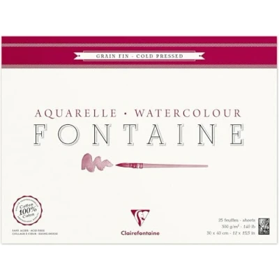Afbeelding van Fontaine koud geperst aquarel pad gelijmd vier zijden 30 x 40 cm, 300 g, 25 Sheets GEASSORTEERD