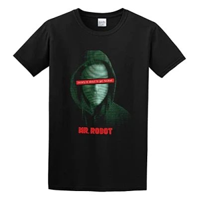 Afbeelding van Men&#039;S Mr Robot Raka Nebe Transparent T Shirt Black XL