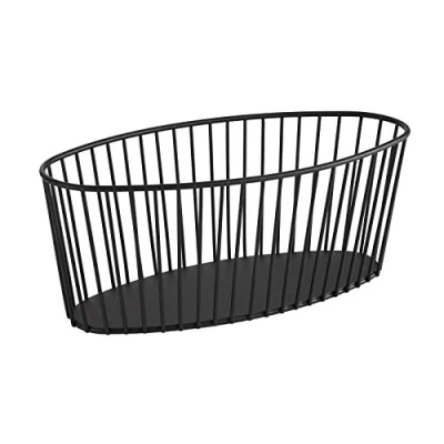 Afbeelding van APS &quot;Urban&quot; ronde metalen gaasmand, Stevige (L x B H) 30 14 12 cm, Broodmand, fruitmand, groentemand, stapelbaar, zwart, vaatwasmachinebestendig