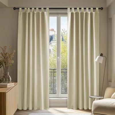 Afbeelding van Deconovo thermische verduisteringsgordijnen met lussen, isolatiegordijn, voor kinderen, 140 x 210 cm, donkerbeige, 2 stuks