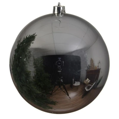 Afbeelding van Decoris Kerstbal groot zilverkleurig glans kunststof 20 cm