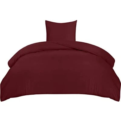 Afbeelding van Utopia Bedding Dekbedovertrek Set Zachte Microvezel 135x200cm met Kussensloop 80x80cm Beddengoed Bordeaux