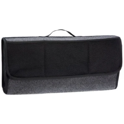 Afbeelding van UNITEC 73615 kofferbak organizer, kofferbaktas met klittenbandbevestiging, robuust grijs naaldvilt, zwart