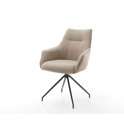 Afbeelding van Eetkamerstoel Alja Flex met armleuning kruisframe conisch zwart materiaalmix mud pocketveer kern 180 draaibaar