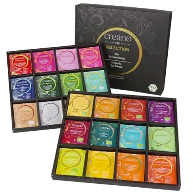 Afbeelding van Creano Bio kruidenthee &amp; thee cadeauset “WORLD OF TEA 72 theezakjes IN 24 verschillende soorten 144 g NIEUW 2025*