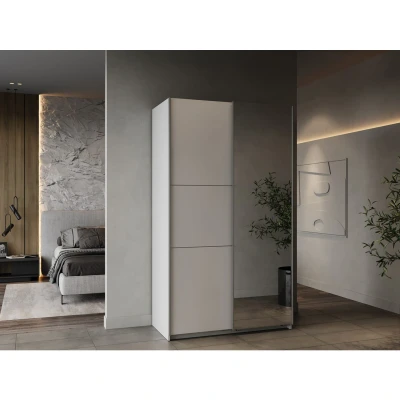 Afbeelding van GHOST kledingkast Matwit decor 2 schuifdeuren + spiegel L.116,5 x D.59,8 H.203 cm DEMEYERE