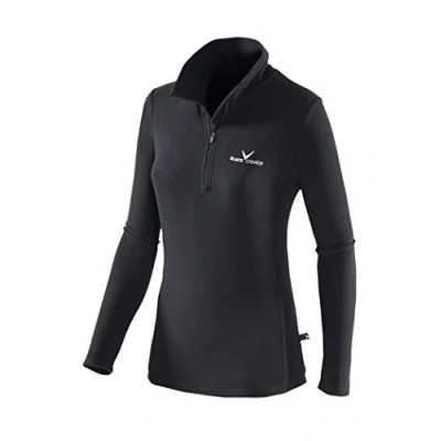 Afbeelding van Black Crevice dames fleece skirolli I skitrui voor in verschillende kleuren en maten functioneel shirt met ritssluiting midlayer van 100% microfleece