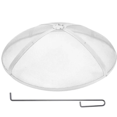 Afbeelding van VEVOR Vuurkorf vonkscherm rond 36 inch, versterkte zware stalen metalen afdekking, buiten vuurkorfdeksel, gemakkelijk te openen bovenste schermafdekkingen, met ringhandvat voor buiten, terras,