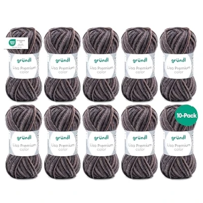 Afbeelding van Gründl Lisa Premium color (brei en haakgaren met wolachtig karakter van 100% polyacryl, 50 g/133 m, naalddikte: 3,5 4,5, 10 x g), zand antraciet steen