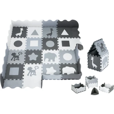 Afbeelding van Moby System Puzzelmat Speelmat Baby Foam XL 150 x cm met rand Grijs