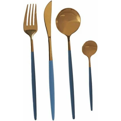 Afbeelding van Bestekset Grijs Gouden Roestvrij staal (8 pcs)