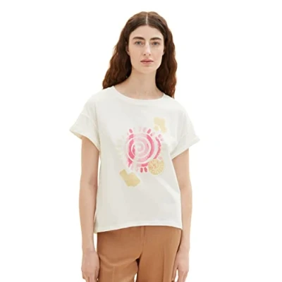 Afbeelding van TOM TAILOR Dames 1036768 T shirt, 10315 Whisper White, XXS, XXS