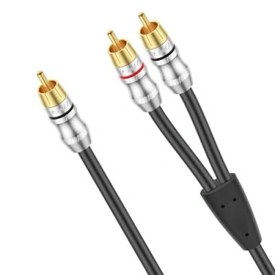 Afbeelding van J&amp;D RCA Kabel, 1 Mannelijk naar 2 Y Splitter Digitale Stereo Audiokabel Subwoofer Snoer voor Subwoofer, Thuisbioscoop, 0,9 Meter