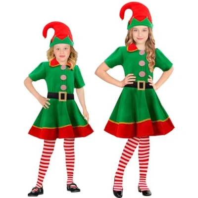 Afbeelding van Widmann Kinderkostuum elf, jurk, kleine helper, kobold, kabouter, fee, kerstkostuum
